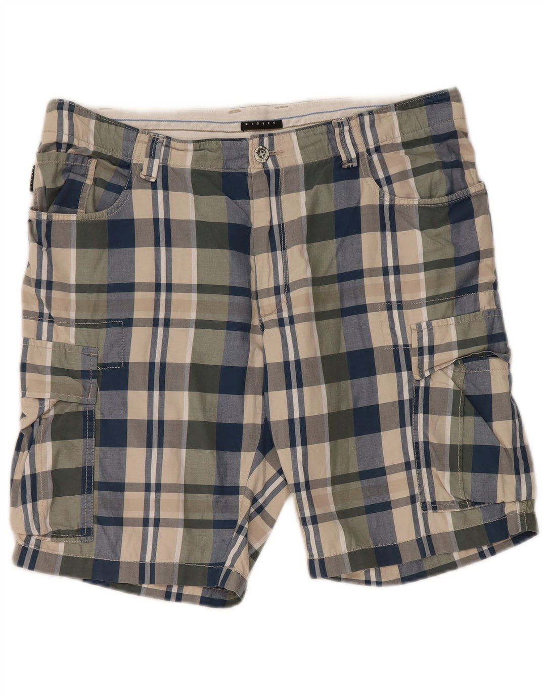 Sisley Short Cargo IT 50 Large W36 Coton à Carreaux Multicolore Homme