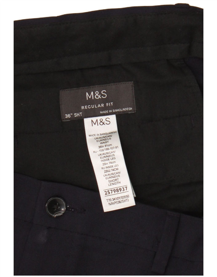 Marks & Spencer Pantalon Chino Coupe Regular Homme W36 L29 Bleu Marine Polyester