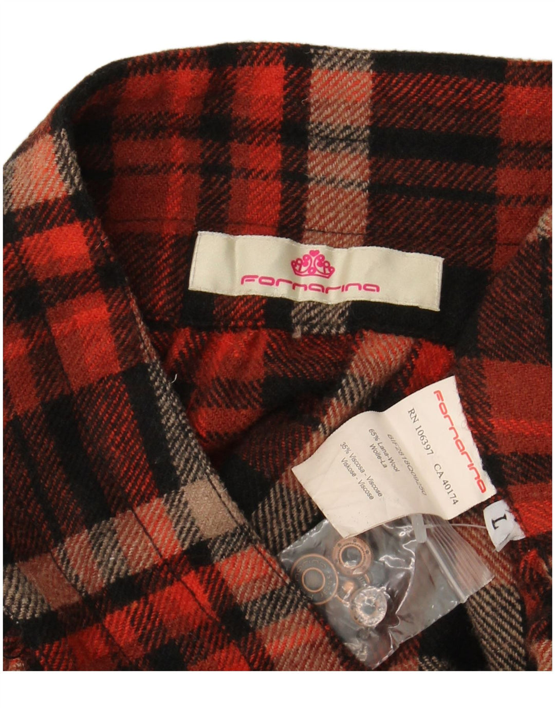 FORNARINA Jupe Bulle Femme Large W34 Laine à Carreaux Multicolore