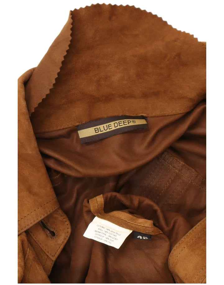 VINTAGE Veste militaire en daim pour femme IT 42 Cuir marron moyen