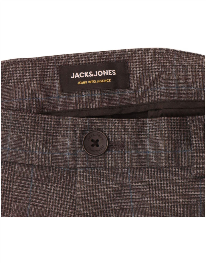 Jack & Jones Pantalon Chino Slim Homme W32 L34 Gris Pied-de-Poule Polyester