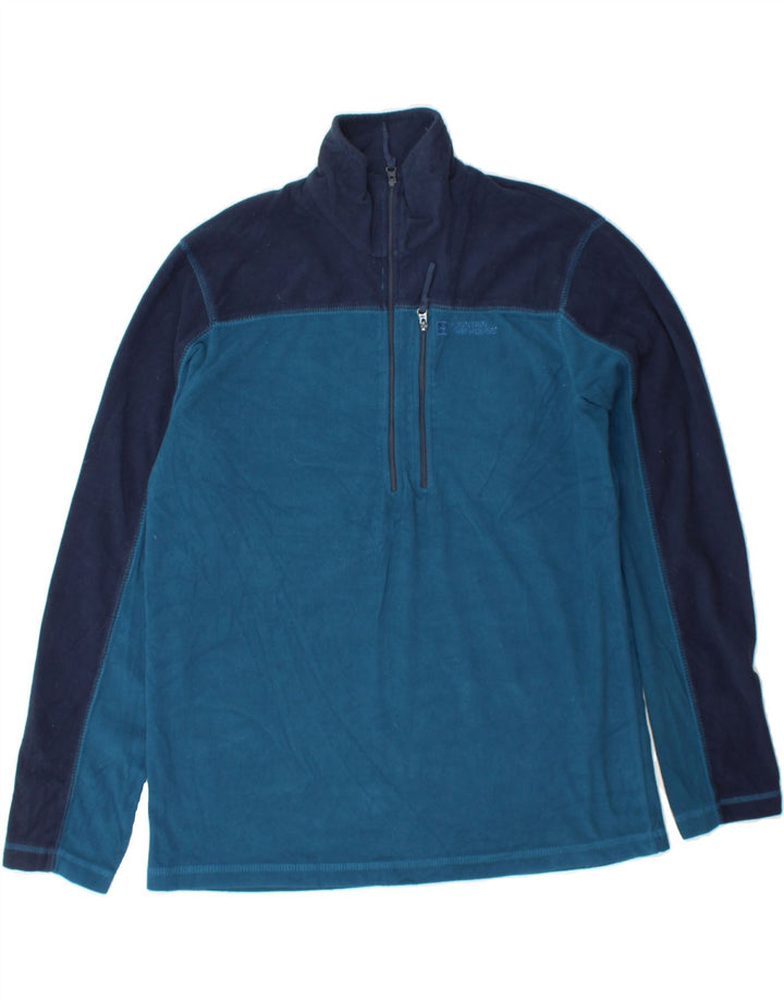 MOUNTAIN WAREHOUSE Mens Zip Neck Fleece Jumper Small Blue Colourblock Vintage Mountain Warehouse and Second-Hand Mountain Warehouse from Messina Hembry 