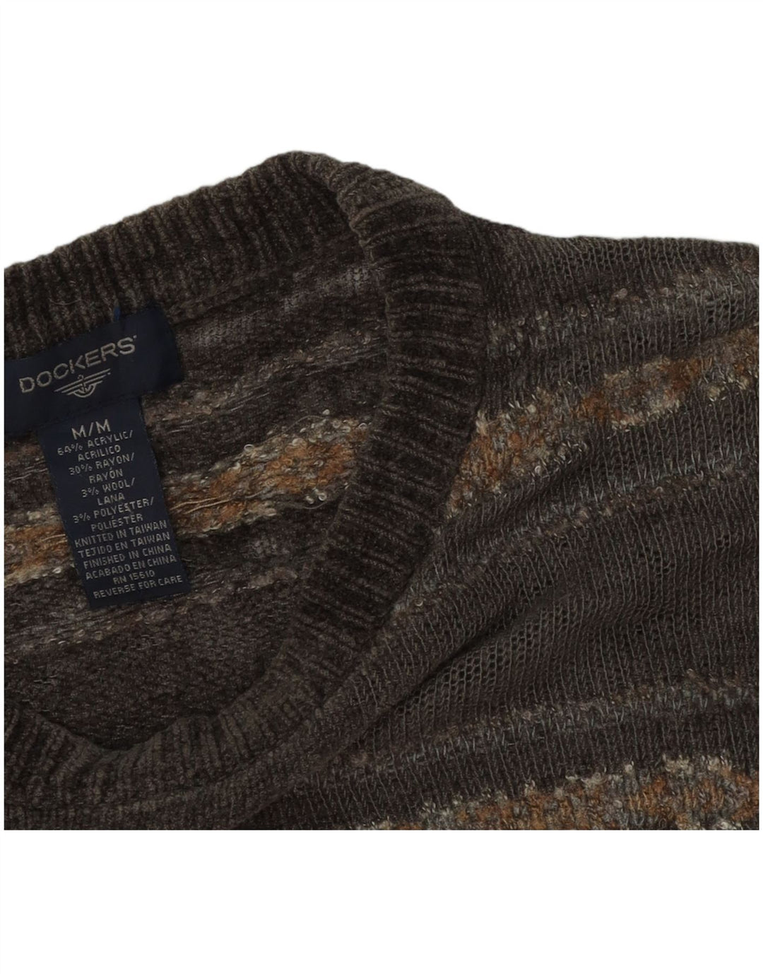 Dockers Pull Col Rond Homme Gris Moyen Fair Isle Acrylique