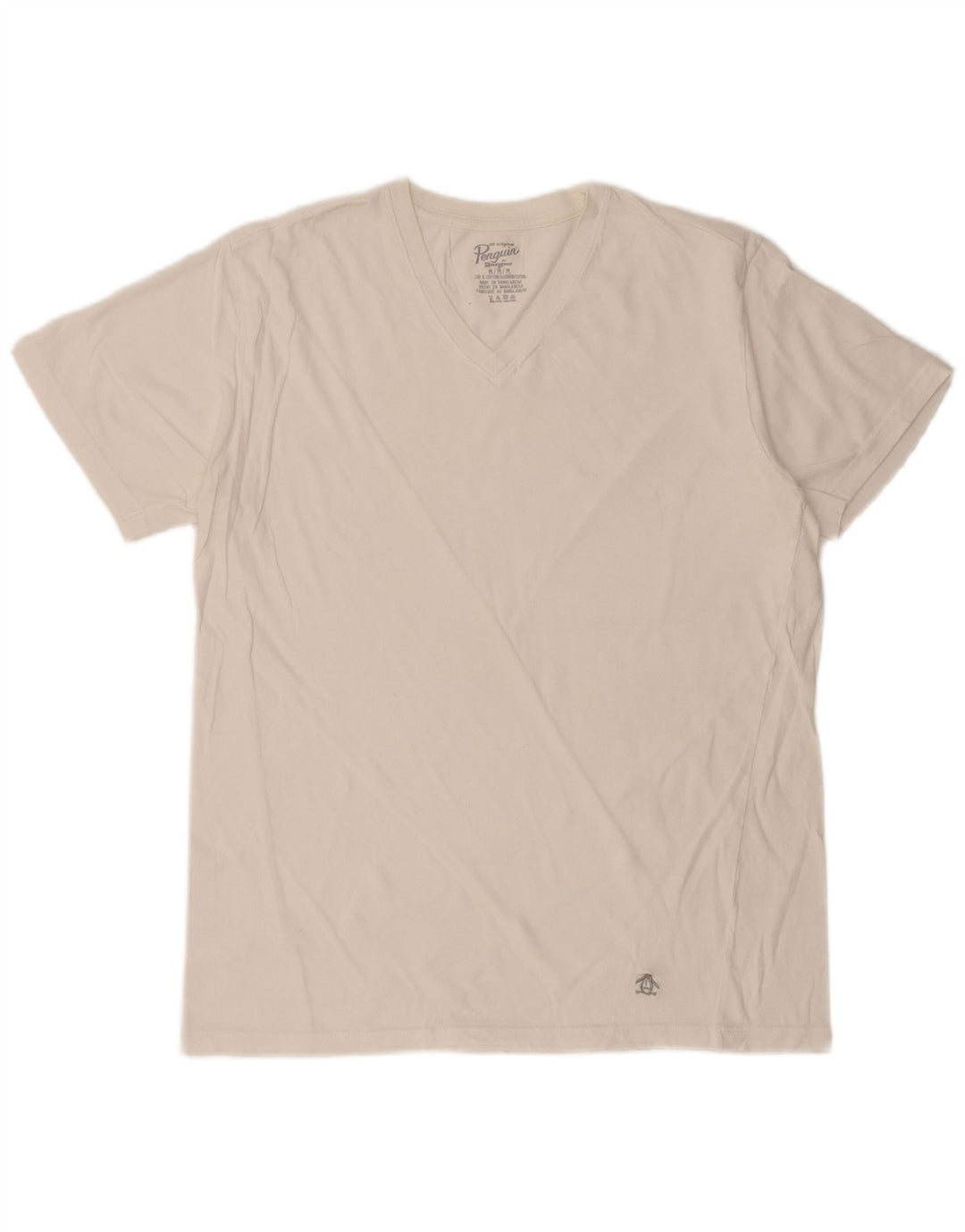 PENGUIN T-Shirt Femme Top UK 44 Coton Blanc Moyen