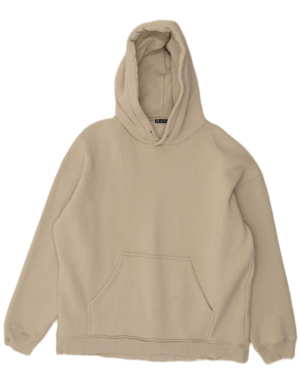 Zara Pull à capuche coupe ample pour homme Petit coton blanc