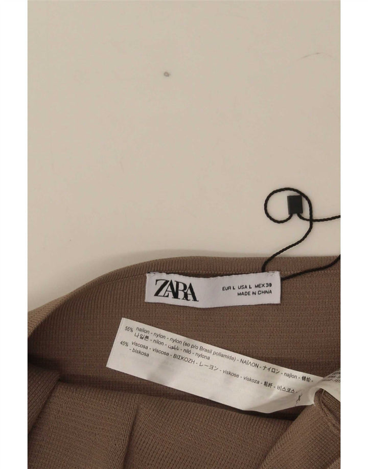Zara Haut court sans bretelles pour femme UK 14 Large Nylon Marron