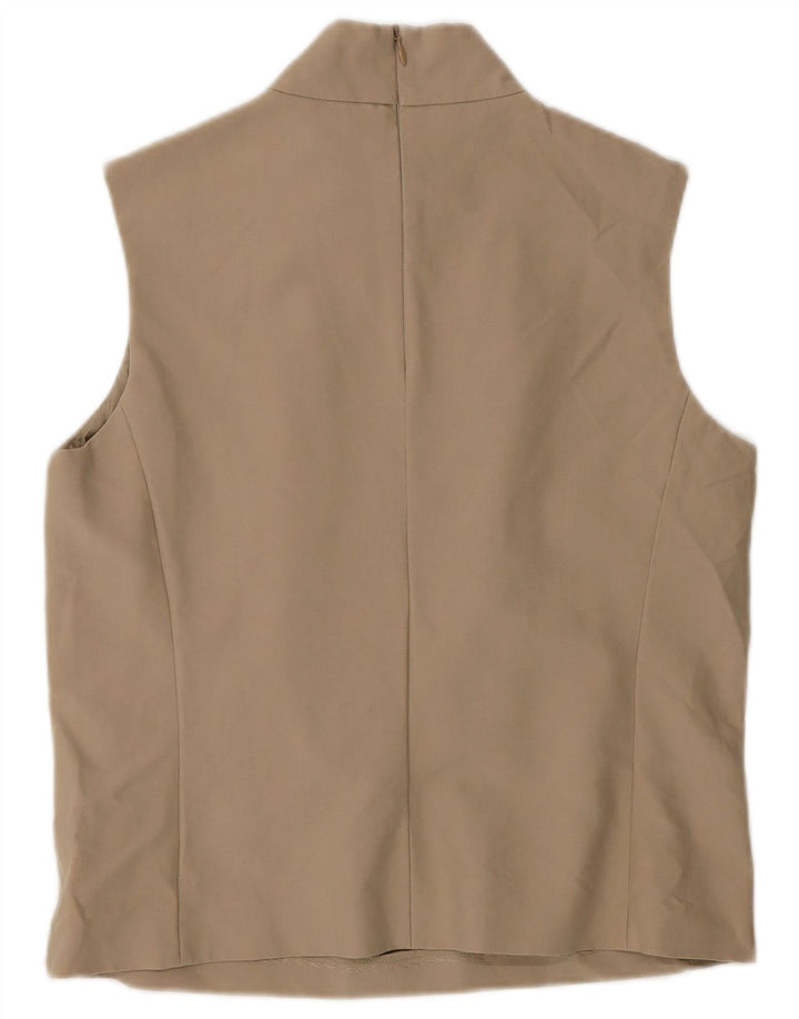 Max Mara Haut chemisier sans manches pour femme UK 10 Petit coton beige