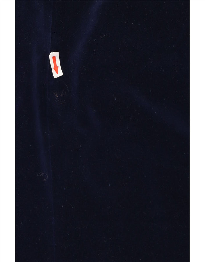 vintage Homme 2 Bouton Velours Blazer Veste IT 46 Petit Coton Bleu Marine