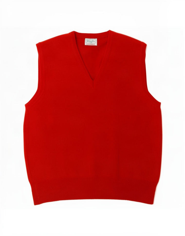 Benetton Débardeur Gilet Homme Petit Rouge Laine d'Agneau