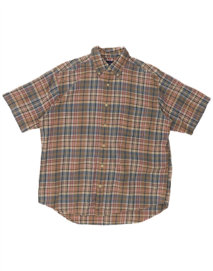 J. CREW Chemise à Manches Courtes Homme Coton à Carreaux Multicolore Moyen