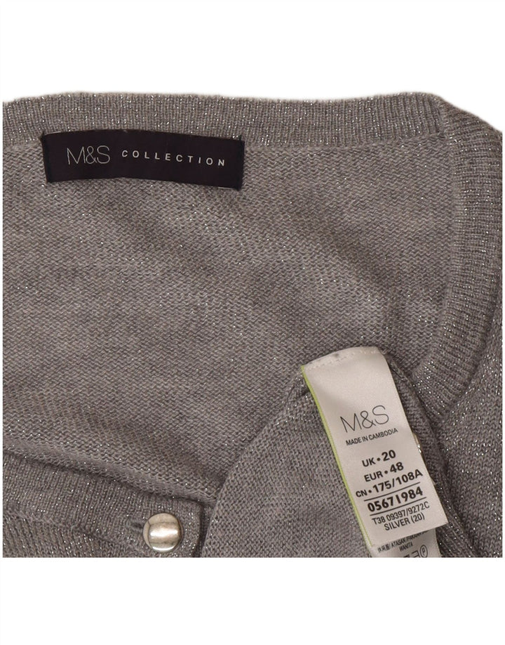 Marks & Spencer Pull Cardigan Femme UK 20 2XL Gris Polyamide