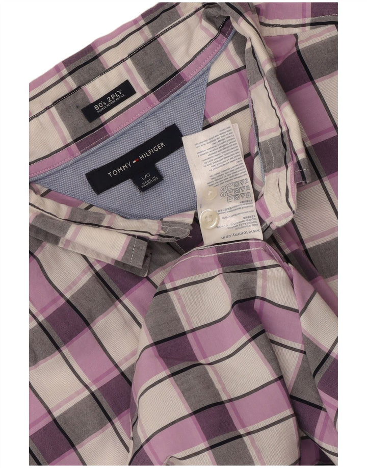Tommy Hilfiger Chemise Homme Grand Carreau Violet Coton Années 80
