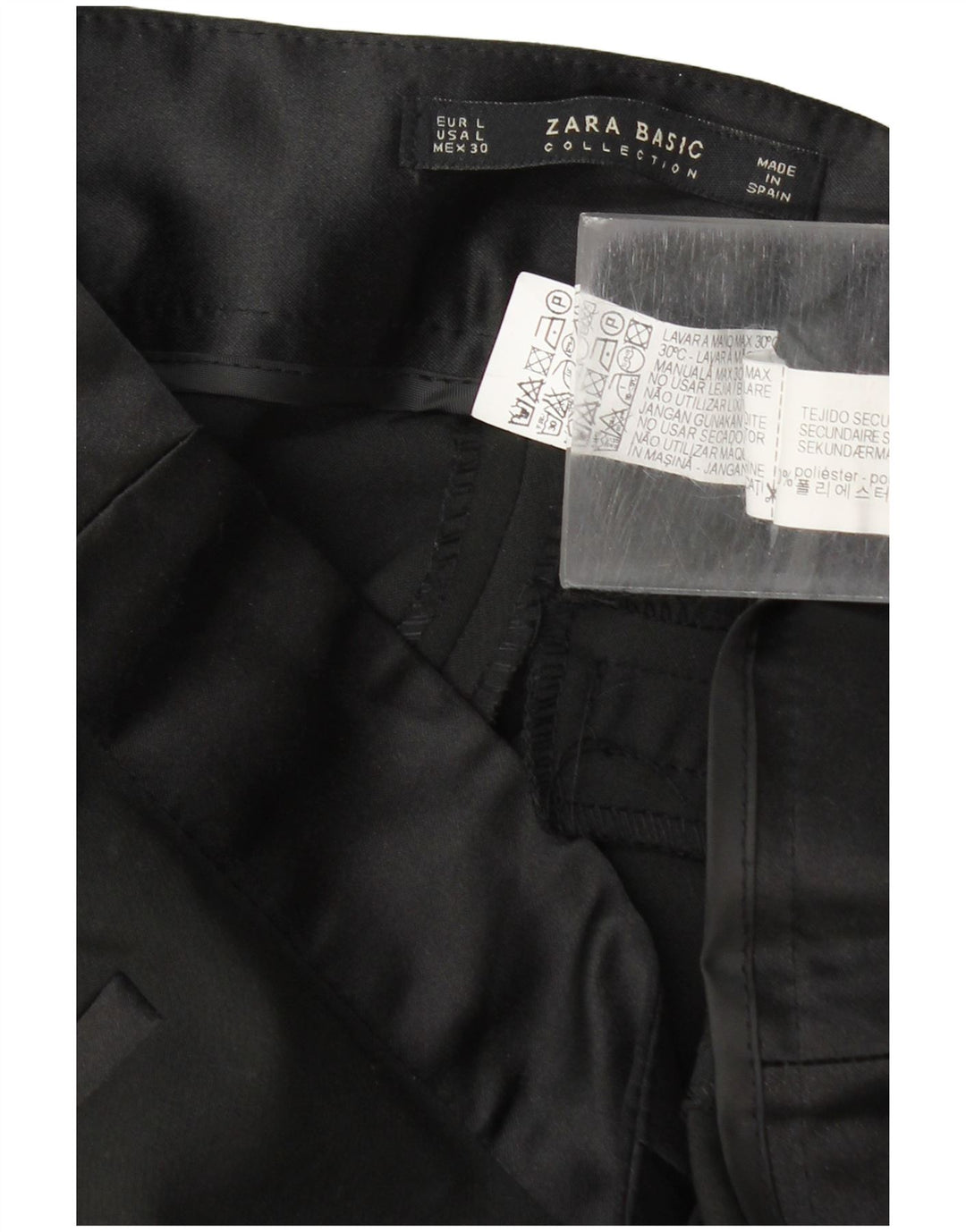 Pantalon décontracté slim femme Zara Large W30 L29 Polyester noir