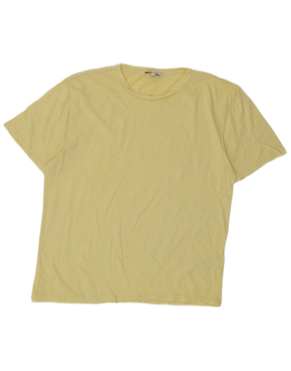 Reiss Homme T-Shirt Top Large Jaune Coton