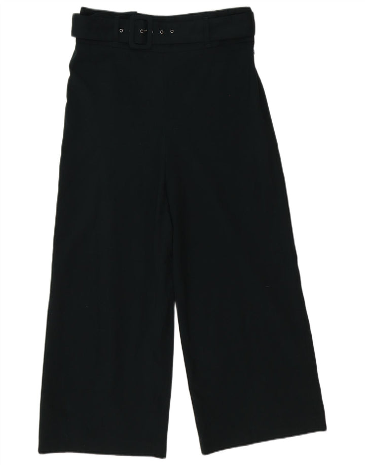 Zara Pantalon court à jambe large pour femme Medium W30 L25 Vert Polyester