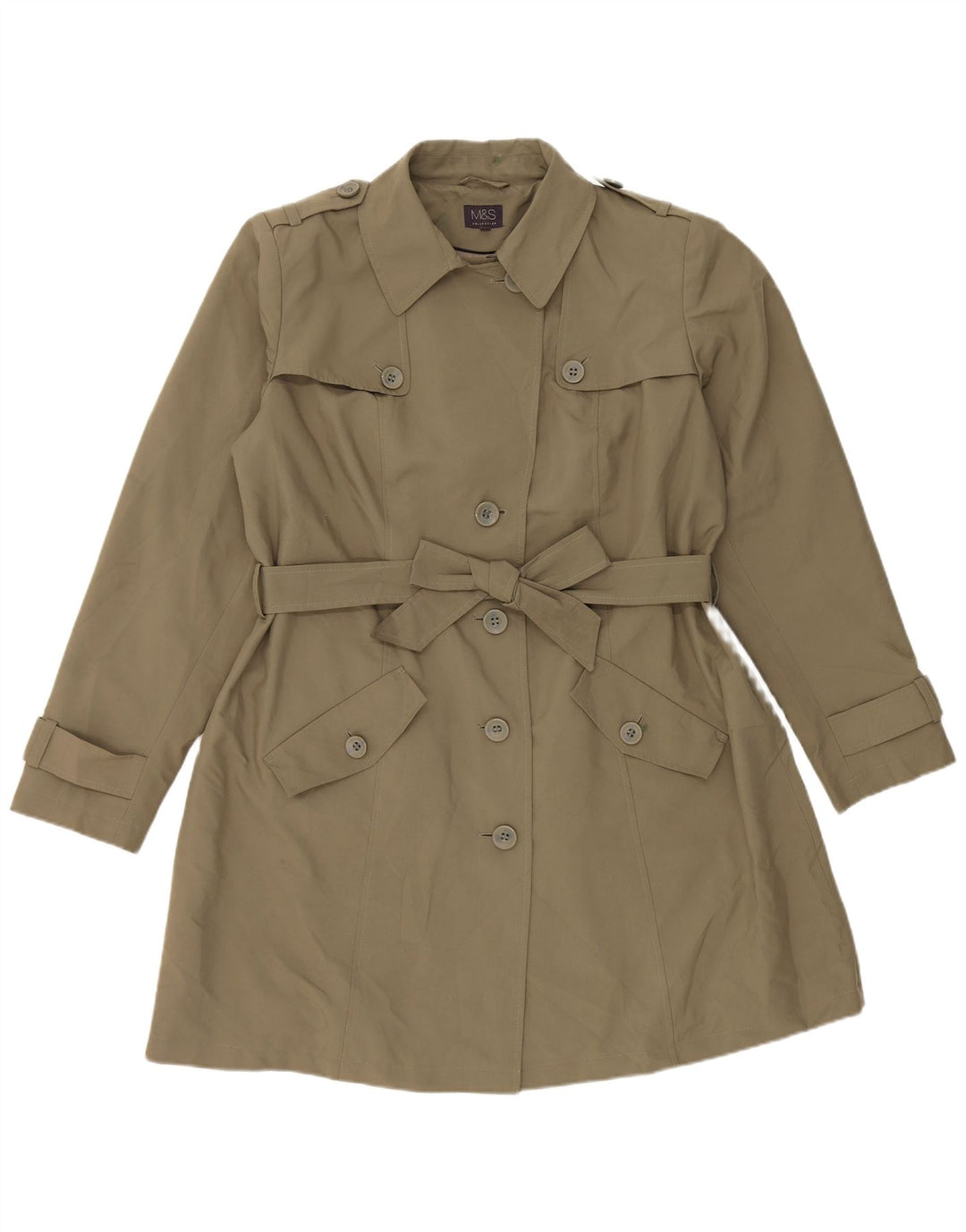 Marks & Spencer Trench-Coat Femme UK 20 2XL Kaki Polyester