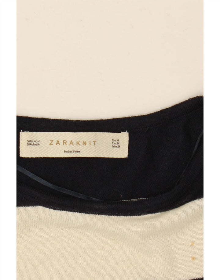 Zara Chemisier surdimensionné à manches 1/2 pour femme UK 12 Blanc moyen rayé