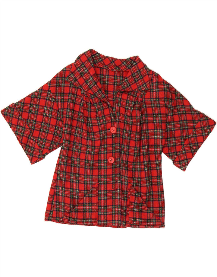 VINTAGE Womens Short Sleeve Blazer Jacket UK 10 Small Red Check Vintage Vintage and Second-Hand Vintage from Messina Hembry 