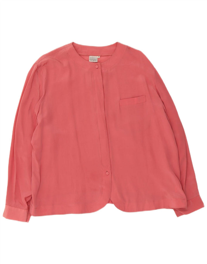 Andrea Mare Chemisier surdimensionné pour femme UK 14 en soie rose moyen