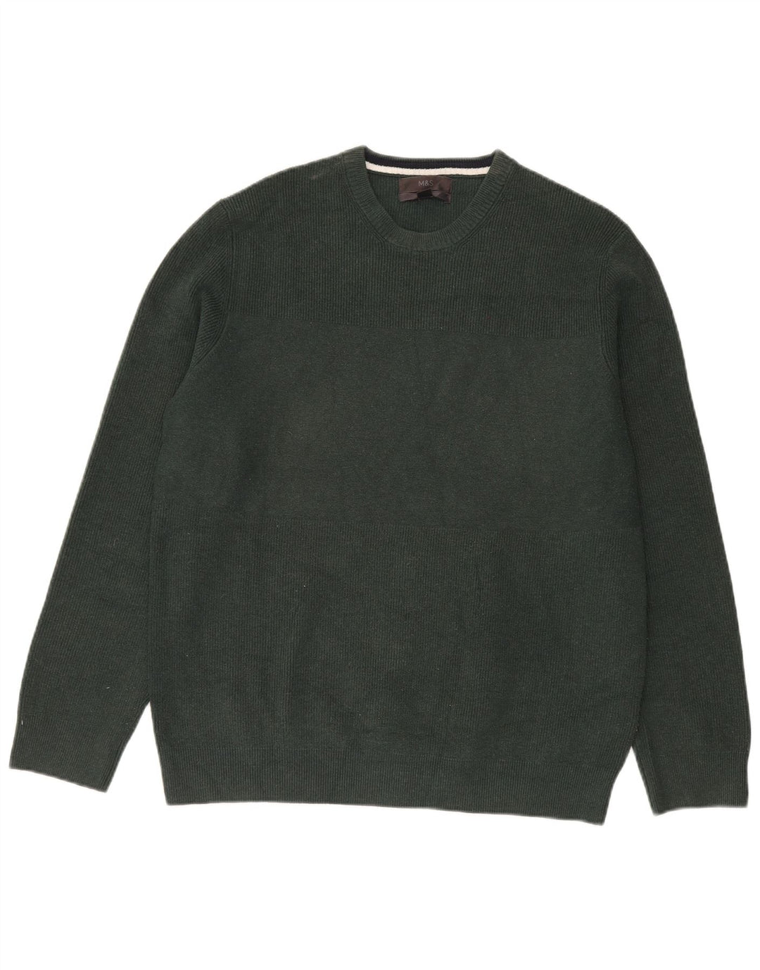 Marks & Spencer Pull à col rond pour homme XL Vert Polyester