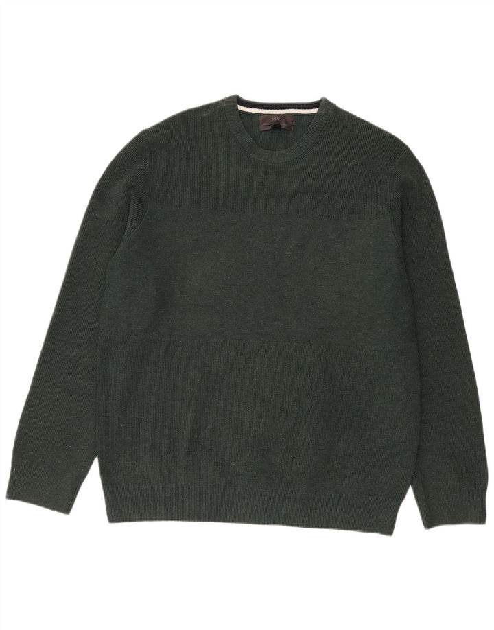 Marks & Spencer Pull à col rond pour homme XL Vert Polyester