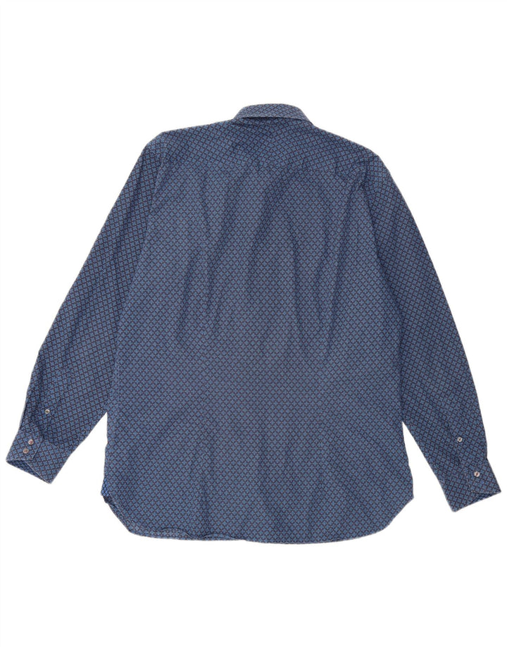 Ted Baker Chemise Homme Taille 16 1/2 Grand Coton Géométrique Bleu