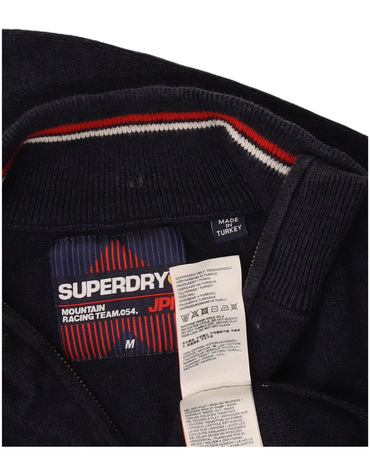 Superdry Pull Col Zippé Homme Bleu Marine Moyen Coton