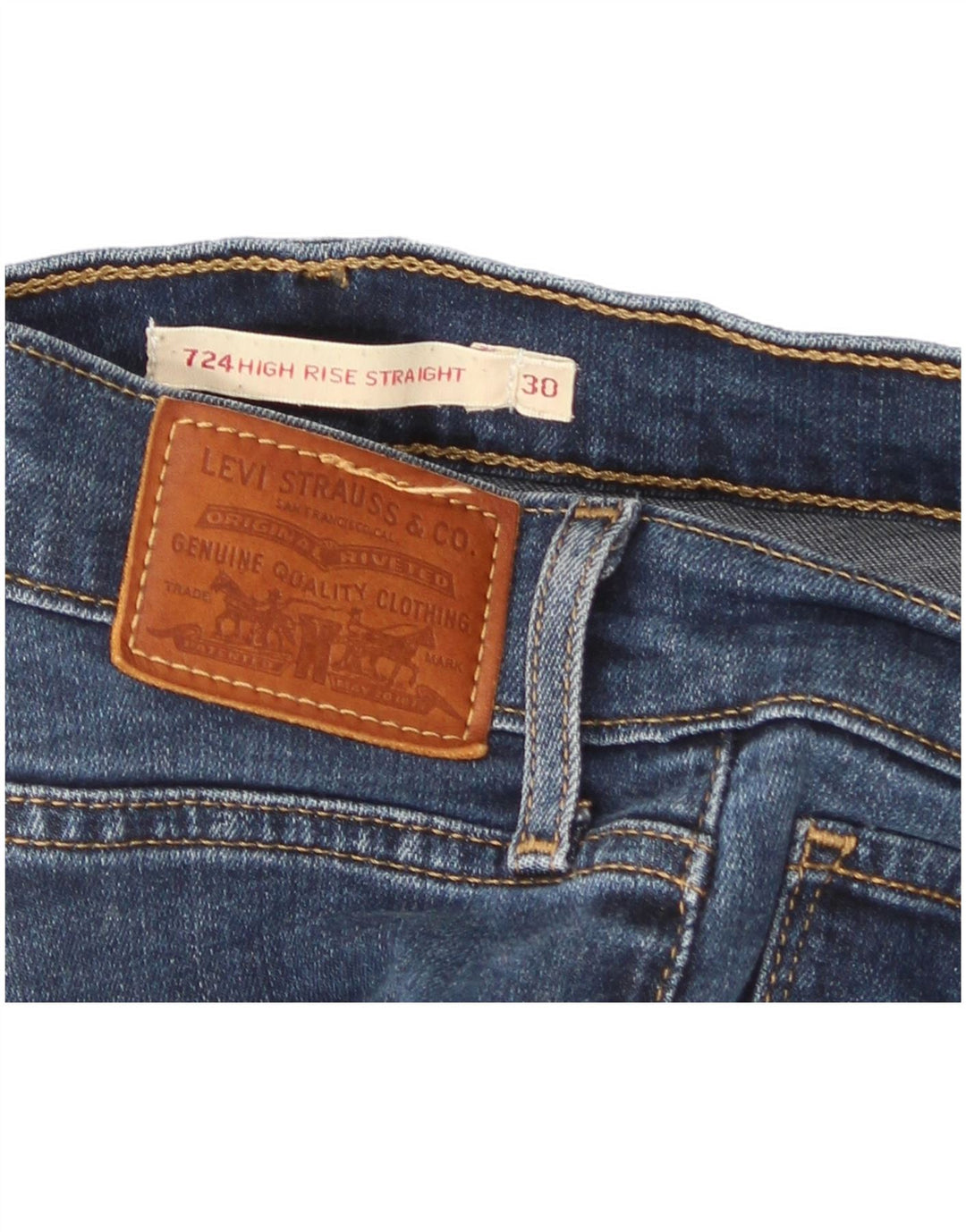Levi's Jean Droit 724 Taille Haute Femme W30 L30 Bleu