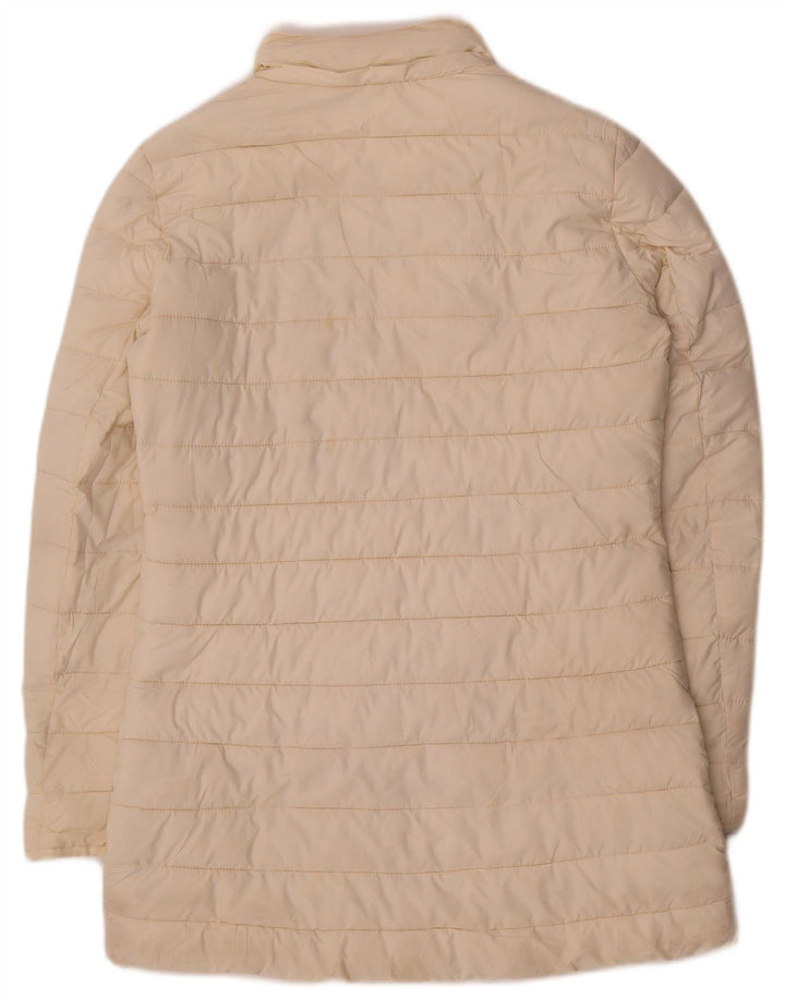 Zara Manteau rembourré pour femme UK 10 Small Polyester blanc cassé