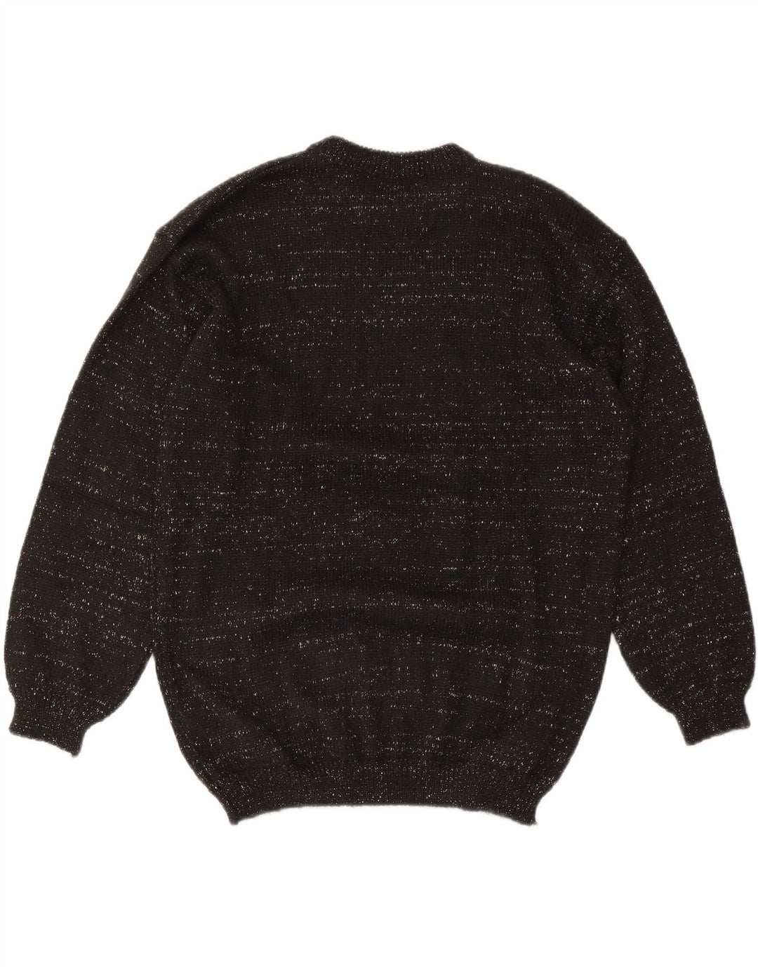 VINTAGE Femme Crew Neck Jumper Pull UK 14 Moyen Noir Argyle/Diamant