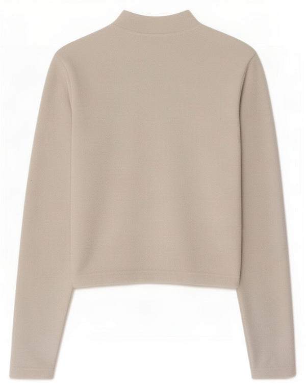 Nike Pull court en polaire à col zippé pour femme UK 10 Petit Blanc cassé Polyester