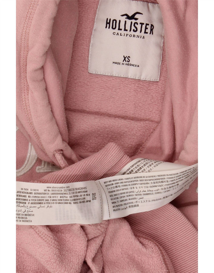 HOLLISTER Pull à capuche graphique pour femme UK 6 XS Rose Coton