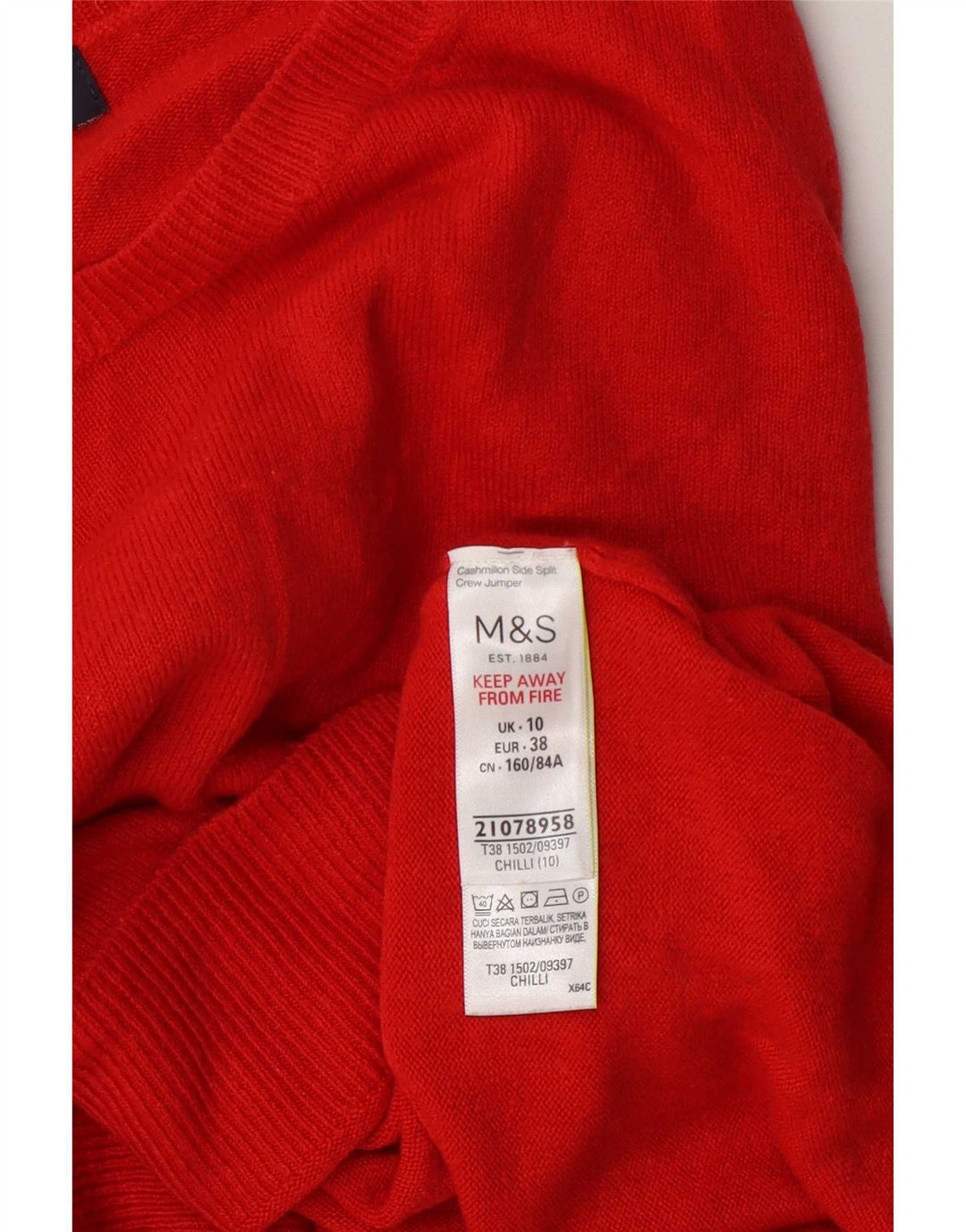 Marks & Spencer Pull ras du cou pour femme UK 10 Petit acrylique rouge
