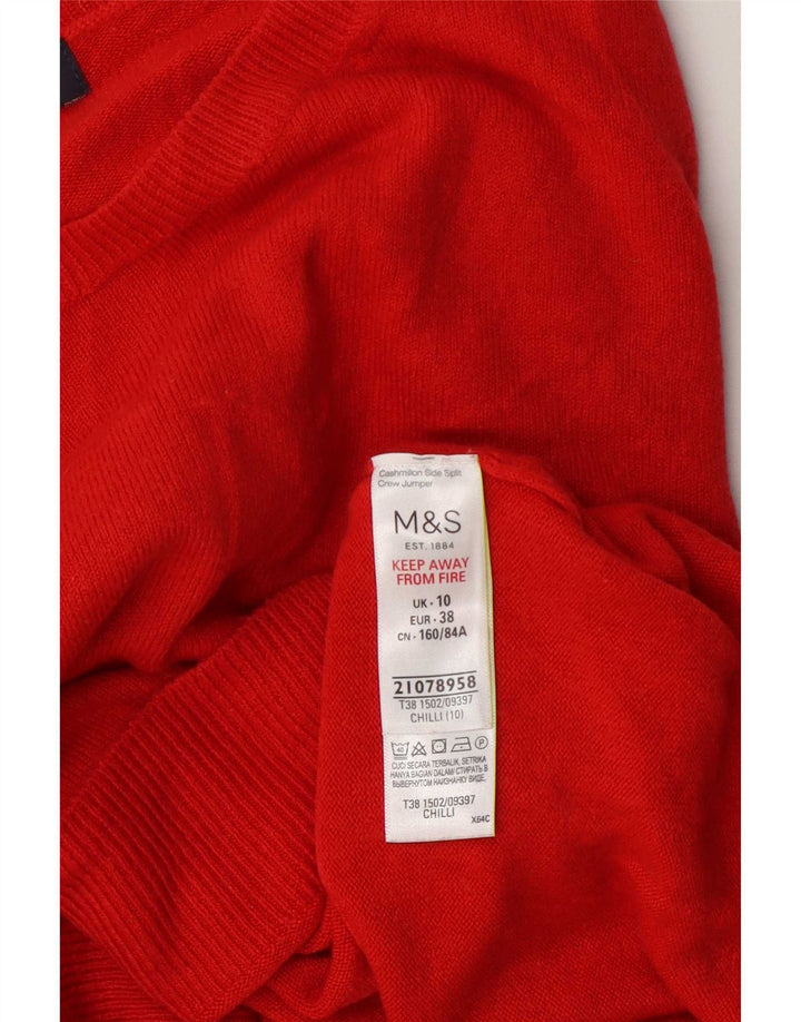 Marks & Spencer Pull ras du cou pour femme UK 10 Petit acrylique rouge