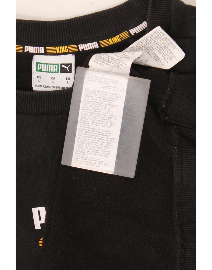 Puma Sweat-shirt graphique pour homme en coton noir Taille L