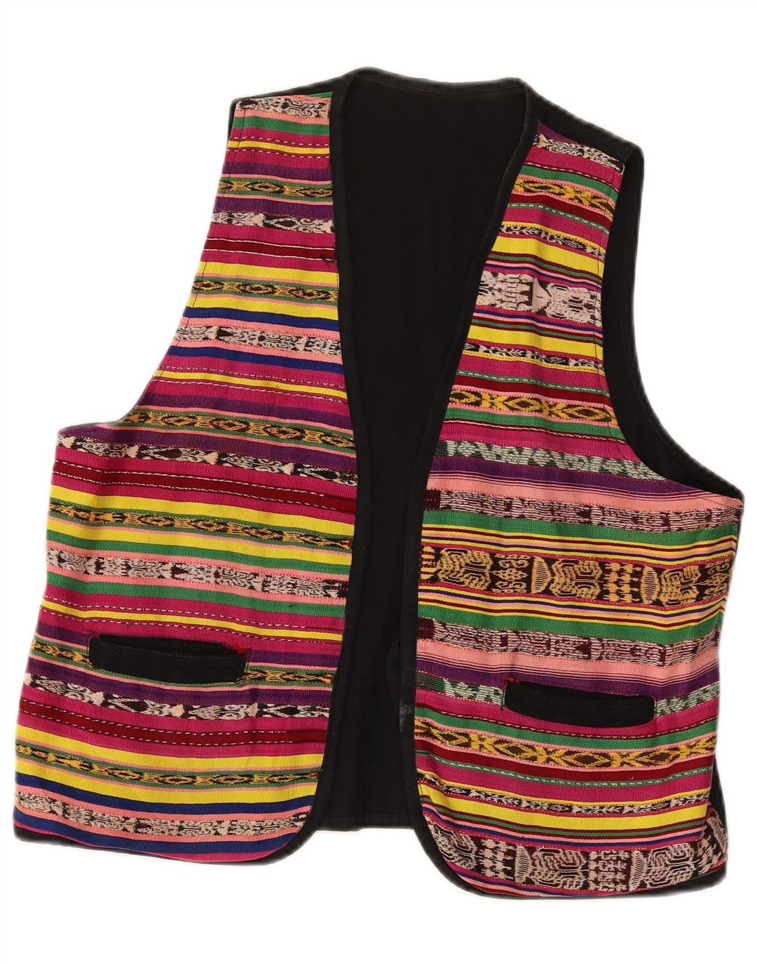 gilet femme vintage UK 14 Moyen Multicolore Rayé