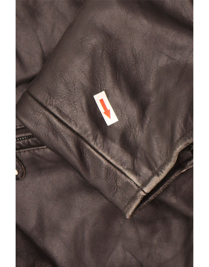 Veste en cuir homme vintage UK 44 2XL Cuir noir