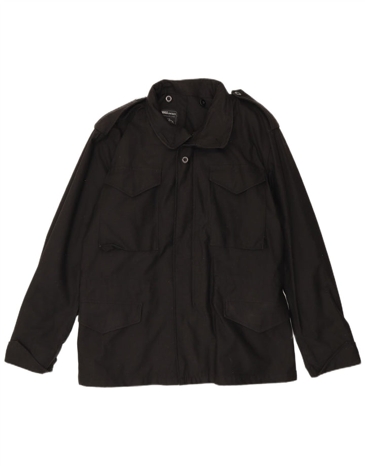 vintage Mens Regular Fit Veste Militaire UK 38 Moyen Noir Coton
