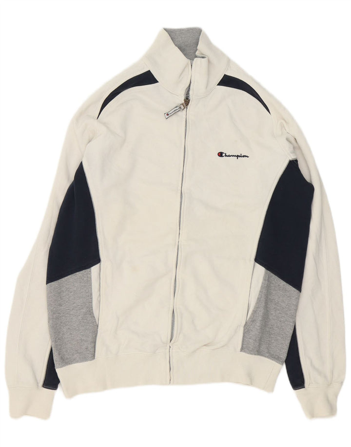 Champion Veste de survêtement pour homme XL en coton color block blanc