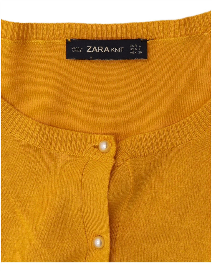 Zara Cardigan Femme Pull UK 14 Large Jaune