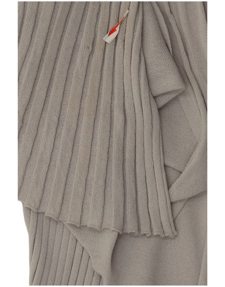 Zara Womens Longline See Through Cardigan Top UK 12 Gris Moyen Viscose