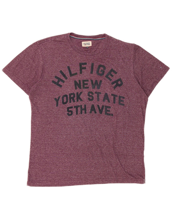 Tommy Hilfiger T-shirt graphique pour homme 2XL Bordeaux moucheté