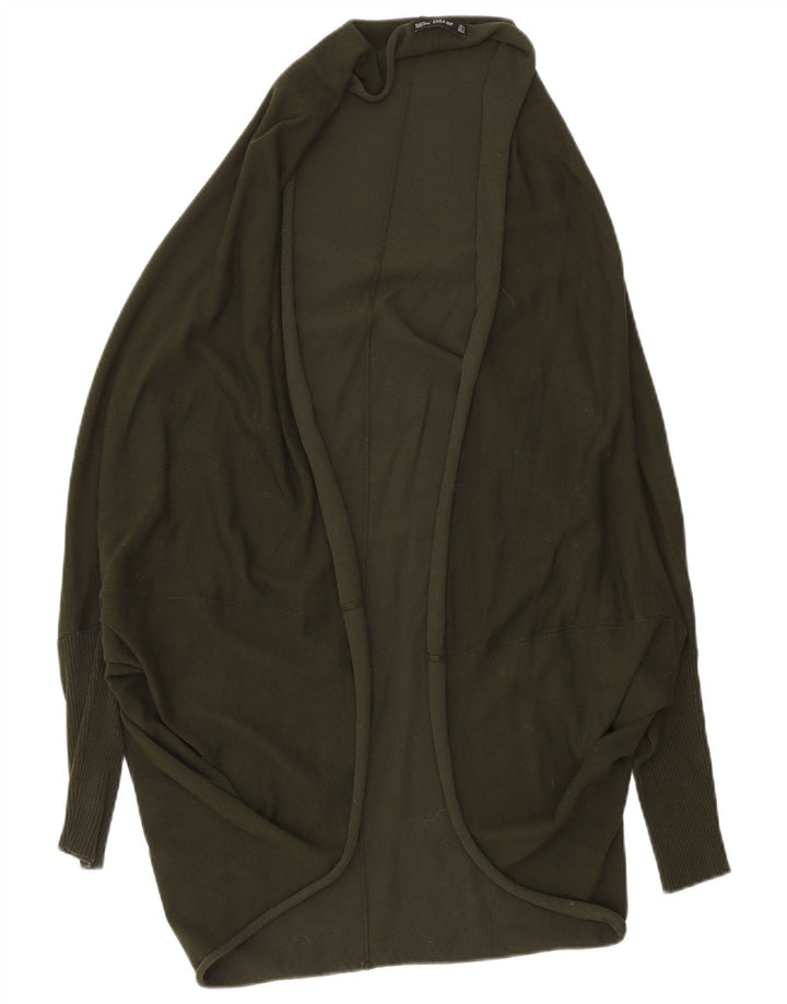 Zara Cardigan ouvert surdimensionné pour femme UK 14 Kaki moyen
