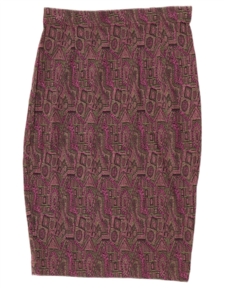 jupe crayon vintage femme grande W32 bordeaux géométrique polyester