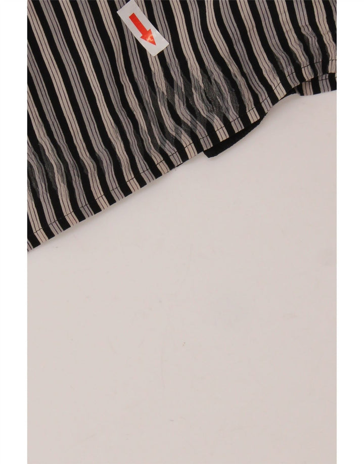MESSORI Chemise à manches courtes pour homme Petite soie rayée noire