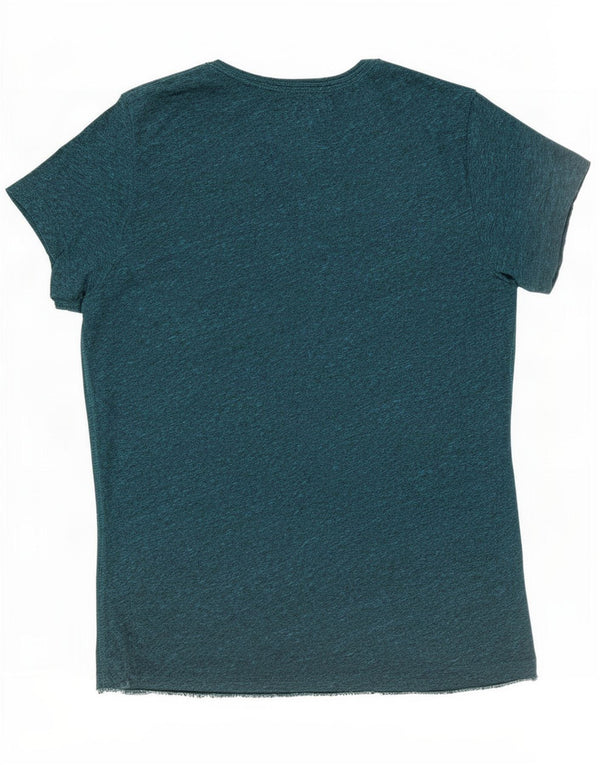 Superdry T-Shirt Graphique Femme UK 14 Large Vert Moucheté Polyester