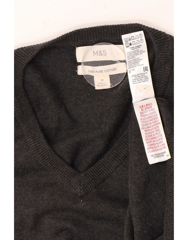 Marks & Spencer Pull Col V Homme Gris Moyen Coton