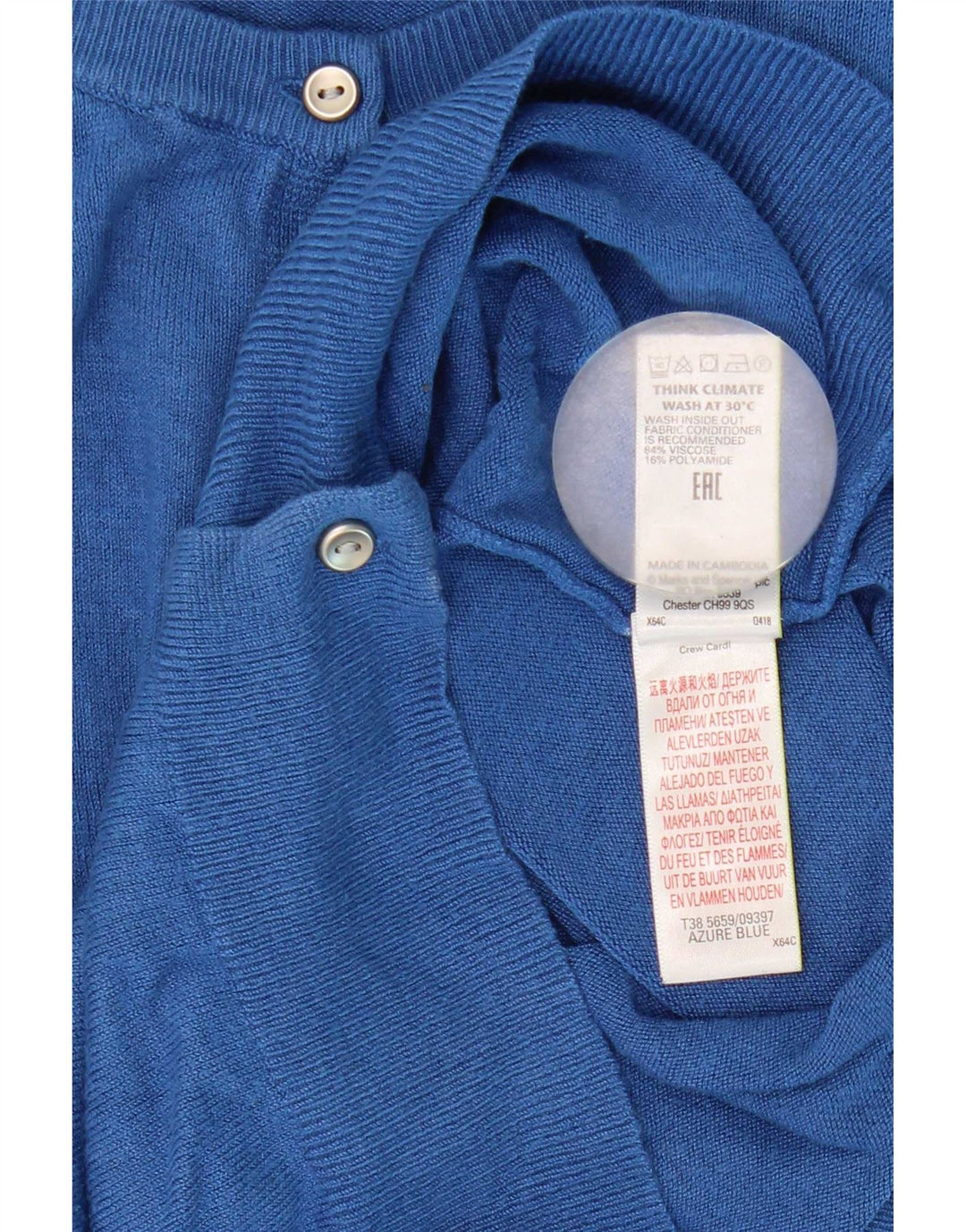 Marks & Spencer Pull Cardigan Femme UK 8 Small Bleu Viscose