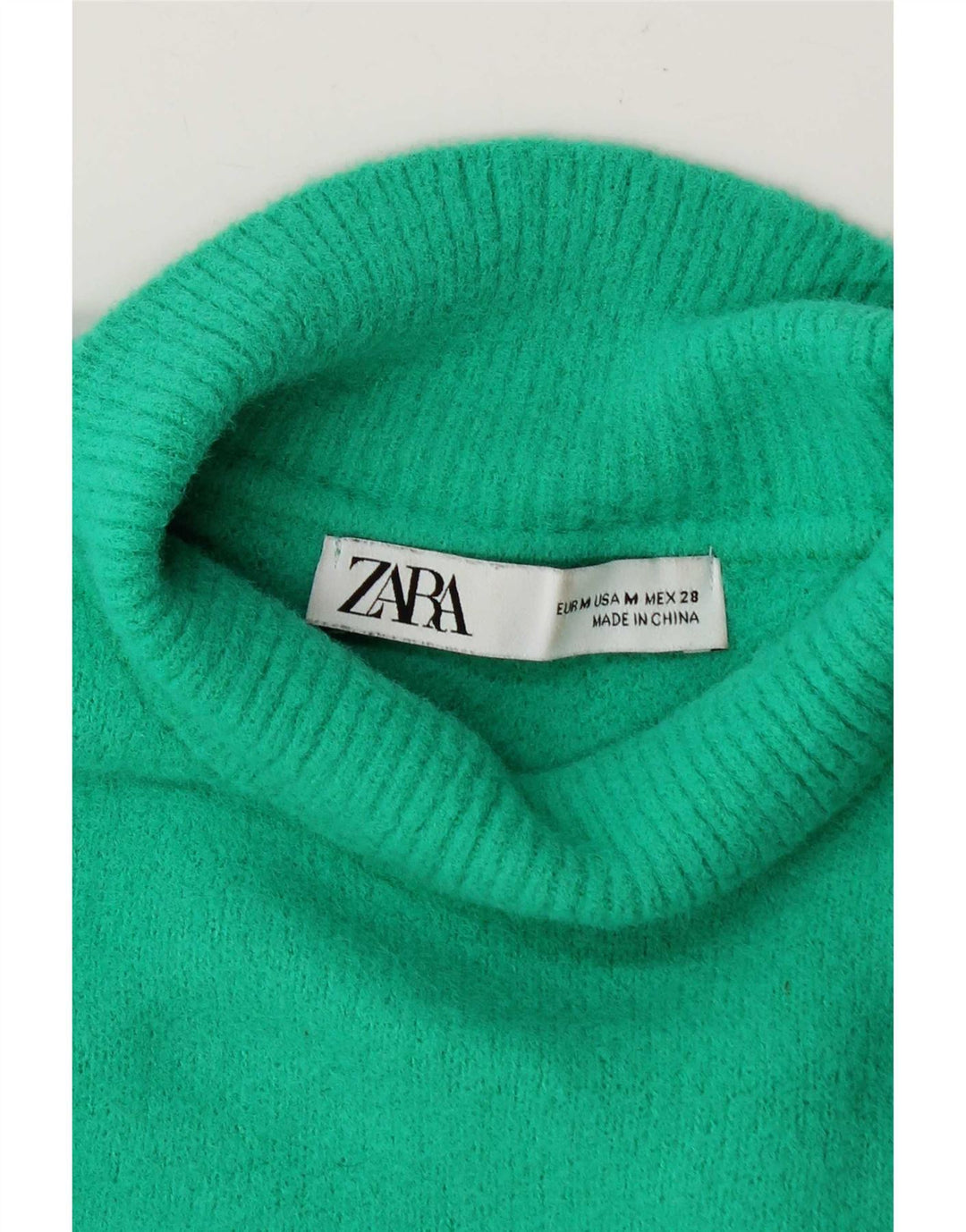 Zara Pull court à col roulé pour femme UK 14 Vert moyen