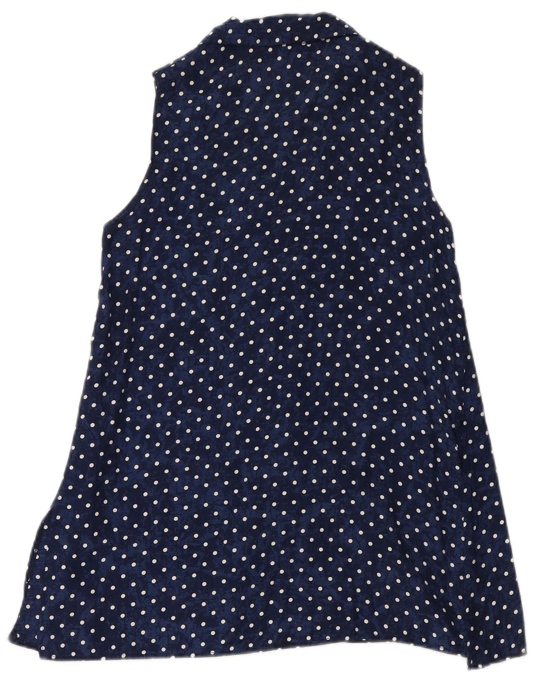 VINTAGE Chemisier chemise sans manches femme EU 34 XS bleu marine à pois